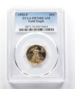 1993-P $10 アメリカン ゴールド イーグル 1/4 オンス ゴールド PR70 DCAM PCGS *0563