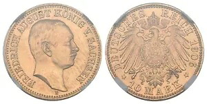 ドイツ帝国 10 マーク 1906 E ザクセン フリードリヒ アウグスト 3 世 - NGC MS 64