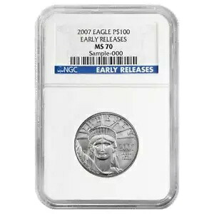 2007 $100 1 オンス アメリカン プラトニウム イーグル NGC MS70 ER ブルー ラベル｜WORLD RESOURCE【KING店】