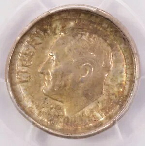 1964 10c ルーズベルト ダイム 表側ダイ キャップ & ブロッケージ リバース PCGS MS64|WORLD RESOURCE【KING店】