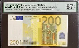 PMG 67 欧州連合 / フィンランド 2002 / 200 ユーロ プレフィックス ( L ) DUISENBERG|WORLD RESOURCE【KING店】