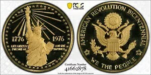 1976 アメリカ革命 200 周年記念 PCGS PR66 DCAM 金メダル 23 mm 0.37 オンス|WORLD RESOURCE【KING店】