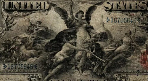1896 年 5 ドルの教育用シルバー証明書。 Fr#269 PMG VF15 S/N 18705646|WORLD RESOURCE【KING店】