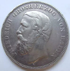 コイン エンパイア 5 マーク フリードリッヒ バーデン 1888 G スラッシュ in A in F。非常に良好です。|WORLD RESOURCE【KING店】