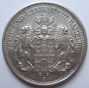 コイン エンパイア 2 マーク ハンゼシュタット ハンブルク 1880 J IN 極美品 /|WORLD RESOURCE【KING店】