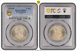 コイン マーク シルバー ヴュルテンベルク 2 マーク 1876 PCGS MS63 素晴らしい状態 nswleipzig｜WORLD RESOURCE【KING店】