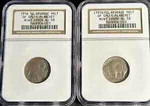 1916 スプリット プランシェ エラー 5C 極めて希少なバッファロー ニッケル???NGC AU58 2 コイン｜WORLD RESOURCE【KING店】