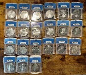 1996 ~ 2006 シルバー イーグル MS 69 - 21 ピース ANACS - アメリカ最古のグレーディング|WORLD RESOURCE【KING店】