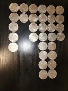 1971-1978 1 ドル硬貨、ロット 31、D/非 D コインの混合