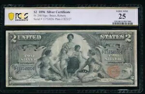 AC Fr 248 1896 $2 シルバー証明書 教育 PCGS 25