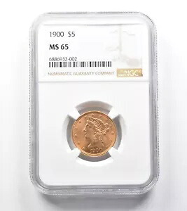1900年 $5 リバティヘッド ゴールド ハーフイーグル MS65 NGC *0086