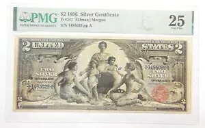 US 1896 $2 シルバー証明書 ラージ教育ノート PMG グレード 25 非常に細かい FR#247|WORLD RESOURCE【KING店】