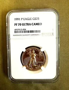 1991-P $25 ゴールド イーグル 1/2 オンスNGC PF70 ウルトラカメオ|WORLD RESOURCE【KING店】