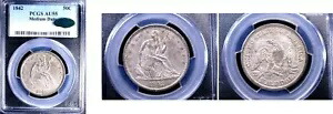 1842 50C ミディアム デイト AU55 PCGS/CAC-LIBERTY SEATED HALVE---
