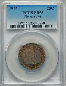 1873 PCGS PR65 MS62 用 $52,000 ? クローズ 3 ? 過小評価されている主要日付 着席クォーター|WORLD RESOURCE【KING店】