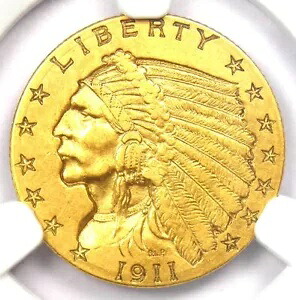 1911-D インディアン ゴールド クォーター イーグル $2.50 コイン ウィーク D - 認定 NGC AU 詳細｜WORLD RESOURCE【KING店】