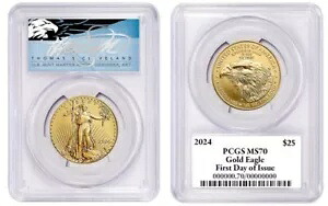 2024 $25 ゴールド イーグル MS70 PCGS FDOI T. クリーブランド ブルー イーグル｜WORLD RESOURCE【KING店】
