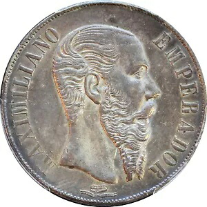 メキシコ 1 ペソ Mo 1866 マクシミリアン帝国、PCGS MS61。 KM# 388.1｜WORLD RESOURCE【KING店】