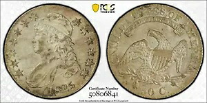 PCGS MS61 1825-P キャップドバスト ハーフシルバー認定 50c O-107 スタニングコイン SS|WORLD RESOURCE【KING店】