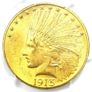 1913 インディアン ゴールド イーグル $10 コイン - 認定 PCGS MS63 (UNC BU) - 希少な日付です。｜WORLD RESOURCE【KING店】 705,760円