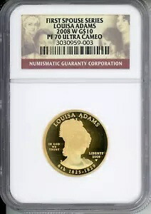 2008-W $10 ゴールド 最初の配偶者 ルイザ アダムス NGC PF70 PR70 完璧！重要な日付!｜WORLD RESOURCE【KING店】