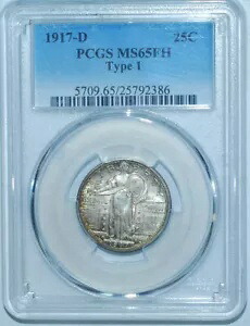 1917 D PCGS MS65FH フルヘッド タイプ 1 T1 スタンディング リバティ クォーター 25c|WORLD RESOURCE【KING店】