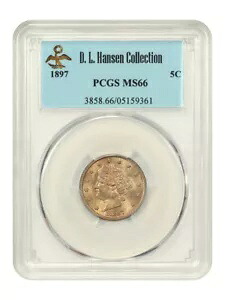 1897 5c PCGS MS66 例: D.L.ハンセン｜WORLD RESOURCE【KING店】