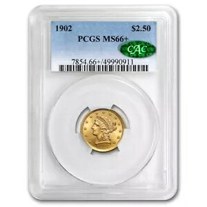1902年 $2.50 リバティ ゴールド クォーター イーグル MS-66+ PCGS CAC|WORLD RESOURCE【KING店】