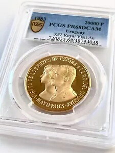 ウルグアイ - 1983 - 20000 ヌエボス ペソ - スペイン王室夫妻の訪問 - PCGS-｜WORLD RESOURCE【KING店】