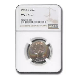 1942-S ワシントン クォーター MS-67+* NGC|WORLD RESOURCE【KING店】
