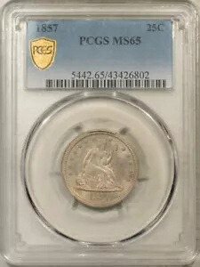 1857 年着席リバティ クォーター - PCGS MS-65、逸品!|WORLD RESOURCE【KING店】