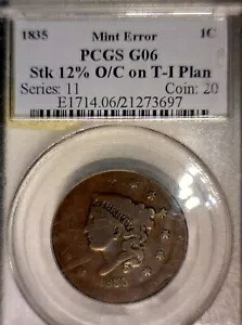 1835 エラー PCGS G6 オフセンター ラージ セント コイン 早期 O/C 送料無料｜WORLD RESOURCE【KING店】