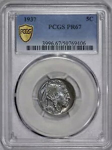 1937 プルーフ バッファロー 5c ニッケル PCGS PR 67 虹色パープル トーニング｜WORLD RESOURCE【KING店】
