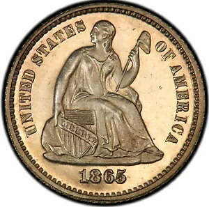 リバティ シーテッド ハーフ ダイム 1865 PCGS Proof-65 カメオ出演!素晴らしい宝石 驚くべき目の魅力|WORLD RESOURCE【KING店】