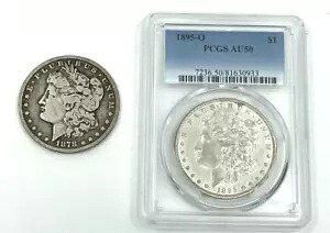 希少、重要な日付____1878-CC カーソンシティ、1895-O PCGS AU 50 モルガン シルバー ドル|WORLD RESOURCE【KING店】