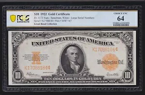 US 1922 $10 ゴールド証明書 FR 1173 PCGS 64 Ch CU (184)｜WORLD RESOURCE【KING店】