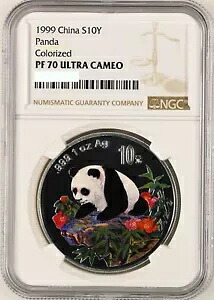 NGC PF70 中国 1999 カラー パンダ銀貨 1オンス 10 元|WORLD RESOURCE【KING店】