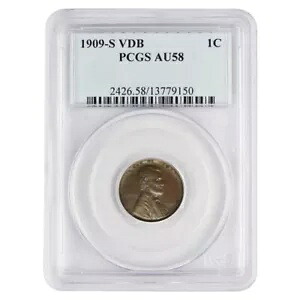1909-S VDB 1c リンカーン ウィート セント ペニー PCGS AU58 ブルー ラベル｜WORLD RESOURCE【KING店】