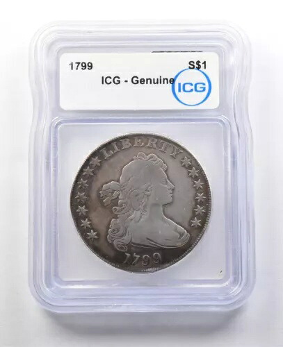 1799 ドレープ バスト シルバー ダラー 本物の ICG *8906|WORLD RESOURCE【KING店】
