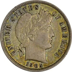 1905-O マイクロ O 10C PCGS AU55 CAC バーバー ダイム センテニアル コレクション 529391|WORLD RESOURCE【KING店】