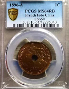 レア 1896-A フランス インド 中国 1 C 銅貨 PCGS MS64RB Lec-50 コレクション|WORLD RESOURCE【KING店】