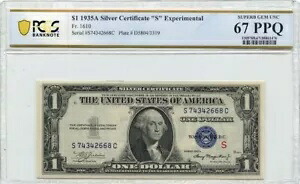 1935A $1 シルバー S エクスペリメンタル ノート FR#1610 PCGS Superb Gem 67 PPQ|WORLD RESOURCE【KING店】