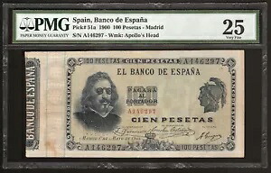 スペイン 100 ペセタ 1900 P:51a VF (25 PMG) エル バンコ デ エスパーニャ 非常に希少|WORLD RESOURCE【KING店】