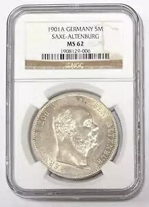 1901 A ドイツ 5 マーク サックス アルテンブルク NGC MS 62|WORLD RESOURCE【KING店】