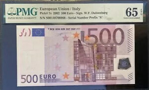PMG 65 欧州連合 / イタリア 2002 / 500 ユーロ プレフィックス ( S ) DUISENBERG|WORLD RESOURCE【KING店】