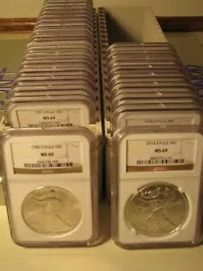 1986 - 2021 T2 アメリカン シルバー イーグル 37 コイン セット NGC MS69 ブラウン プレミアム コイン PQ｜WORLD RESOURCE【KING店】