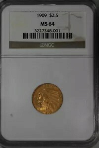 1910 G2.50 NGC MS 64 インディアン ヘッド $2.50 ゴールド ピース|WORLD RESOURCE【KING店】