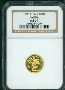 1995 ラージ デイト LD チャイニーズ ゴールド パンダ 10Y 10 元 1/10 オンス。 NGC MS69 中国不足｜WORLD RESOURCE【KING店】