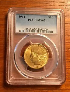 1911年 $10 ゴールド インディアン ヘッド イーグル PCGS MS63｜WORLD RESOURCE【KING店】