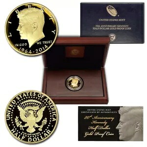 2014-W 50c 50 周年記念ゴールド ケネディ カメオ プルーフ、オリジナル ミント ボックス & COA 付き|WORLD RESOURCE【KING店】